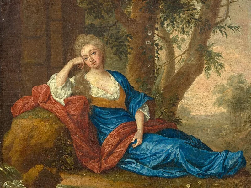 1668-Johann Rudolf Huber - Ritratto di una nobildonna sotto un albero
